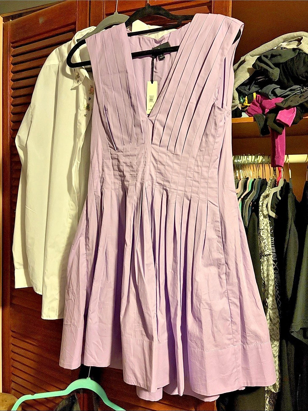 Banana republic Pleated Striped Mini Dress in Pink NWT